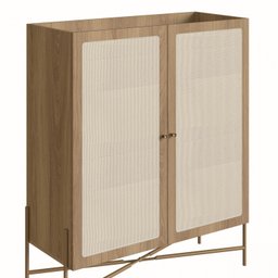 Cristaleira 2 Portas 93cm Palhinha Pé Metal Dourado Oslo  - 7