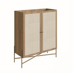 Cristaleira 2 Portas 93cm Palhinha Pé Metal Dourado Oslo  - 2