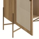 Ver imagem 6 de Cristaleira 2 Portas 93cm Palhinha Pé Metal Dourado Oslo Marrom/Hanover