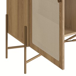 Cristaleira 2 Portas 93cm Palhinha Pé Metal Dourado Oslo  - 6