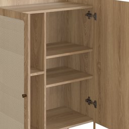 Cristaleira 2 Portas 93cm Palhinha Pé Metal Dourado Oslo  - 4