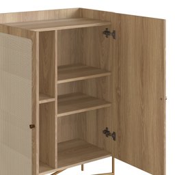 Cristaleira 2 Portas 93cm Palhinha Pé Metal Dourado Oslo  - 5