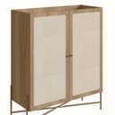 Ver imagem 7 de Cristaleira 2 Portas 93cm Palhinha Pé Metal Dourado Oslo Marrom/Hanover
