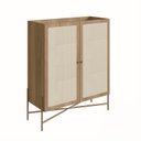 Ver imagem 2 de Cristaleira 2 Portas 93cm Palhinha Pé Metal Dourado Oslo Marrom/Hanover