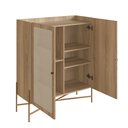 Ver imagem 3 de Cristaleira 2 Portas 93cm Palhinha Pé Metal Dourado Oslo Marrom/Hanover