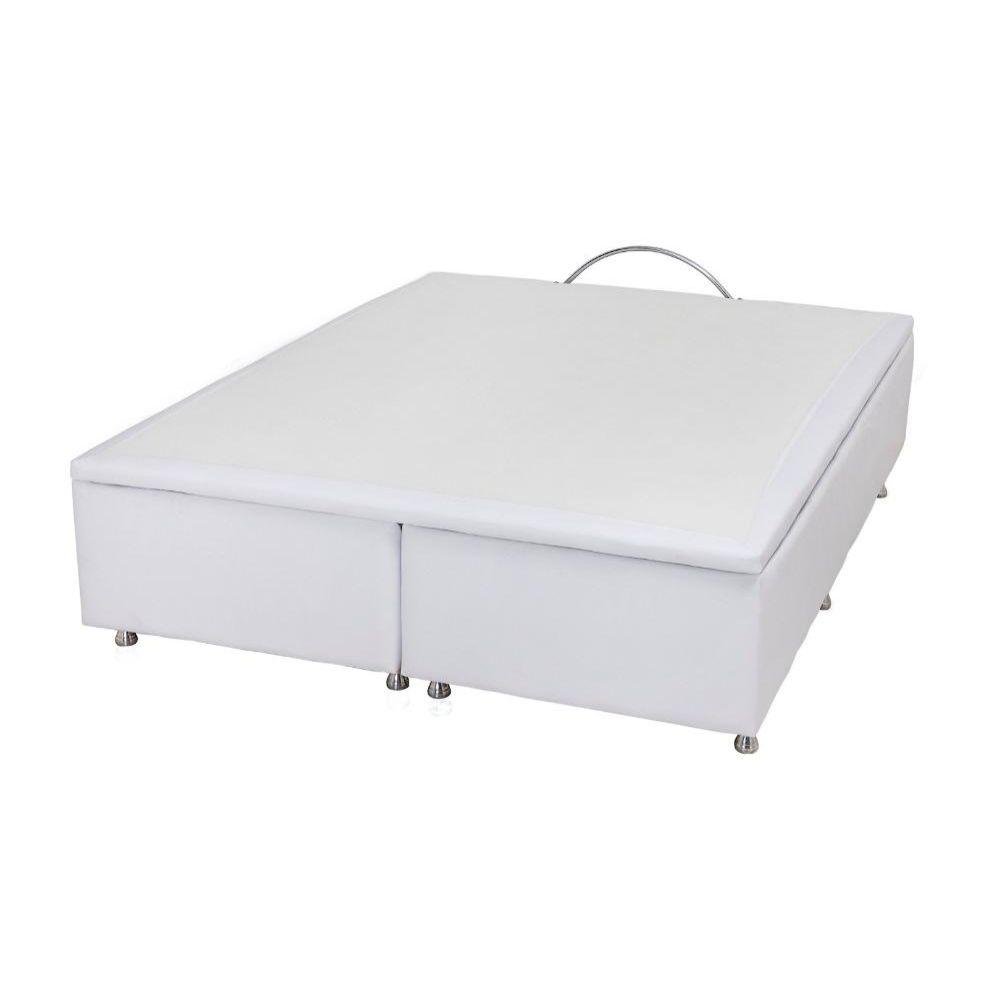 Base Baú Ortobom Super King Corino Branco 193x203x35