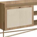 Ver imagem 6 de Rack para TV até 65 Polegadas 183cm Pés em Madeira Maciça 2 Portas Palhinha Metal Dourado Oslo Marro