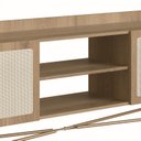 Ver imagem 5 de Rack para TV até 65 Polegadas 183cm Pés em Madeira Maciça 2 Portas Palhinha Metal Dourado Oslo Marro