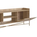 Ver mais imagens de Rack para TV até 65 Polegadas 183cm Pés em Madeira Maciça 2 Portas Palhinha Metal Dourado Oslo Marro