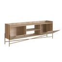 Ver imagem 4 de Rack para TV até 65 Polegadas 183cm Pés em Madeira Maciça 2 Portas Palhinha Metal Dourado Oslo Marro