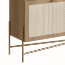 Ver imagem 7 de Rack para TV até 65 Polegadas 183cm Pés em Madeira Maciça 2 Portas Palhinha Metal Dourado Oslo Marro