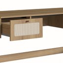 Ver imagem 7 de Escrivaninha Mesa Escritório 2 Gavetas 139cm Palhinha Pé Metal Oslo