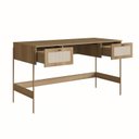 Ver imagem 4 de Escrivaninha Mesa Escritório 2 Gavetas 139cm Palhinha Pé Metal Oslo