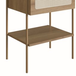 Mesa de Cabeceira 1 Gaveta Palhinha Pé Metal Dourado Oslo  - 7