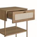 Ver imagem 6 de Mesa de Cabeceira 1 Gaveta Palhinha Pé Metal Dourado Oslo