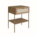 Ver imagem 2 de Mesa de Cabeceira 1 Gaveta Palhinha Pé Metal Dourado Oslo