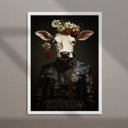 Ver imagem 2 de Quadro Decorativo Vaca Elegante 24x18cm - com Vidro:moldura Preta