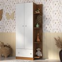 Ver imagem 1 de Guarda-roupas Infantil 2 Portas e 1 Gaveta Doce de Leite Multimóveis Mp4236 Madeirado/branco