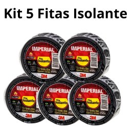 Kit 5 Fitas Isolante 3m Imperial 18mm X 10 Metros Suporta 90°c - 1