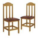Ver imagem 1 de Kit com 2 Cadeiras de Jantar Madeira Maciça Safira Mel com Estofado Marrom