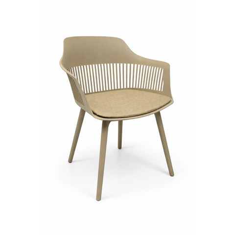 Cadeira Marcela com Assento Estofado em Linho Nude