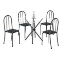 Ver imagem 2 de Conjunto de Mesa Tubular 70x70cm Tampo de Vidro com 4 Cadeiras Ane B Prata/Preto Floral/Martelado/Incolor