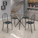 Ver imagem 1 de Conjunto de Mesa Tubular 70x70cm Tampo de Vidro com 4 Cadeiras Ane B 