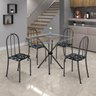 Conjunto de Mesa Tubular 70x70cm Tampo de Vidro com 4 Cadeiras Ane B  - 1