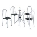 Ver imagem 2 de Conjunto de Mesa Tubular 70x70cm Tampo de Vidro com 4 Cadeiras Ane B Branco/Preto Floral/Martelado Pérola/Incolor