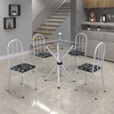 Ver imagem 1 de Conjunto de Mesa Tubular 70x70cm Tampo de Vidro com 4 Cadeiras Ane B 