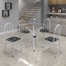 Conjunto de Mesa Tubular 70x70cm Tampo de Vidro com 4 Cadeiras Ane B  - 1