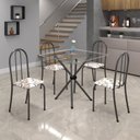 Ver imagem 1 de Conjunto de Mesa Tubular 70x70cm Tampo de Vidro com 4 Cadeiras Ane B Prata/Arabesco/Martelado/Incolor