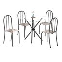 Ver imagem 2 de Conjunto de Mesa Tubular 70x70cm Tampo de Vidro com 4 Cadeiras Ane B Prata/Arabesco/Martelado/Incolor
