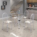 Ver imagem 1 de Conjunto de Mesa Tubular 70x70cm Tampo de Vidro com 4 Cadeiras Ane B 