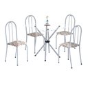 Ver imagem 2 de Conjunto de Mesa Tubular 70x70cm Tampo de Vidro com 4 Cadeiras Ane B Branco/Arabesco/Martelado Pérola/Incolor