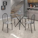 Ver imagem 1 de Conjunto de Mesa Tubular 70x70cm Tampo de Vidro com 4 Cadeiras Ane B Prata/Paraopeba/Martelado/Incolor