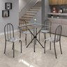 Conjunto de Mesa Tubular 70x70cm Tampo de Vidro com 4 Cadeiras Ane B  - 1