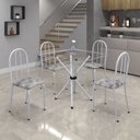 Ver imagem 1 de Conjunto de Mesa Tubular 70x70cm Tampo de Vidro com 4 Cadeiras Ane B Branco/Paraopeba/Mart Pérola/Incolor