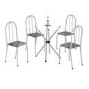 Ver imagem 2 de Conjunto de Mesa Tubular 70x70cm Tampo de Vidro com 4 Cadeiras Ane B 