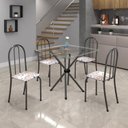 Ver imagem 1 de Conjunto de Mesa Tubular 70x70cm Tampo de Vidro com 4 Cadeiras Ane B 