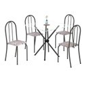 Ver imagem 2 de Conjunto de Mesa Tubular 70x70cm Tampo de Vidro com 4 Cadeiras Ane B Prata/Botanic Bege/Mart/Incolor