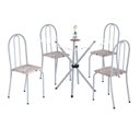 Ver imagem 2 de Conjunto de Mesa Tubular 70x70cm Tampo de Vidro com 4 Cadeiras Ane B 