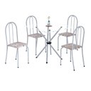 Ver imagem 2 de Conjunto de Mesa Tubular 70x70cm Tampo de Vidro com 4 Cadeiras Ane B Branco/Botanic Bege/Mart Pérola/Incolor