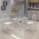 Ver imagem 1 de Conjunto de Mesa Tubular 70x70cm Tampo de Vidro com 4 Cadeiras Ane B Branco/Botanic Bege/Mart Pérola/Incolor