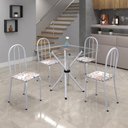 Ver imagem 1 de Conjunto de Mesa Tubular 70x70cm Tampo de Vidro com 4 Cadeiras Ane B 