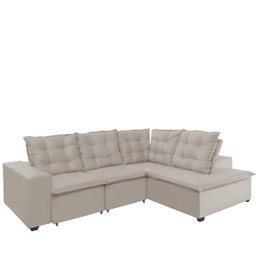 Sofá de Canto Montreal Retrátil, Reclinável, 4 Lugares 2,70x2,10 Metros, Chaise Fixo, Pillow Top, Be - 2