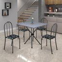 Ver imagem 1 de Conjunto de Mesa Tubular 70x70cm Tampo em Granito com 4 Cadeiras Ane B Cinza/Preto Floral/Martelado Prata/Ocre