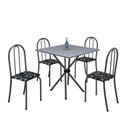 Ver imagem 2 de Conjunto de Mesa Tubular 70x70cm Tampo em Granito com 4 Cadeiras Ane B Cinza/Preto Floral/Martelado Prata/Ocre