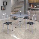 Ver imagem 1 de Conjunto de Mesa Tubular 70x70cm Tampo em Granito com 4 Cadeiras Ane B Branco/Preto Floral/Mart Pérola/Ocre
