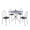 Ver imagem 2 de Conjunto de Mesa Tubular 70x70cm Tampo em Granito com 4 Cadeiras Ane B Branco/Preto Floral/Mart Pérola/Ocre